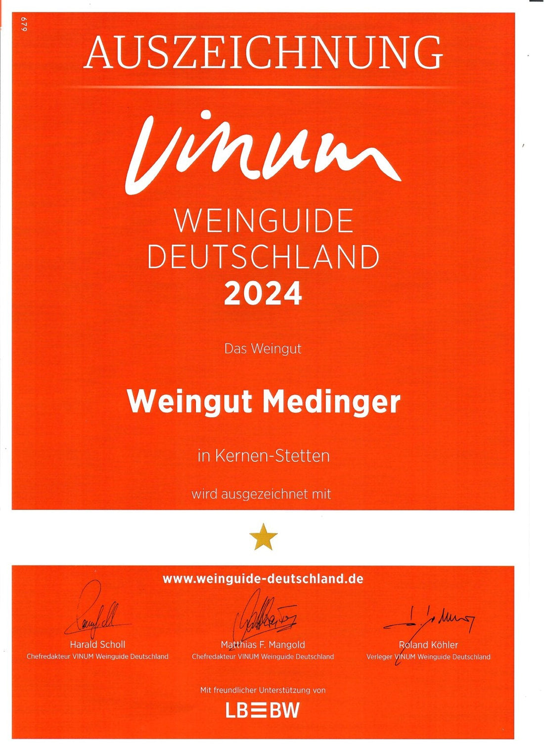 Medinger Vinum Weinguide 2024 – Weingut Medinger